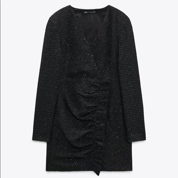 ZARA BLOGGER FAVORITE TEXTURED WEAVE DRESS WITH RUFFLE - Picture 15 of 16